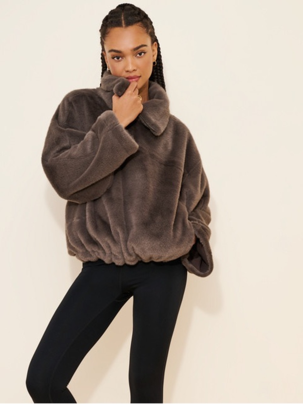 Free People Movement Alpine Faux Fur Half Zip Medium NWT